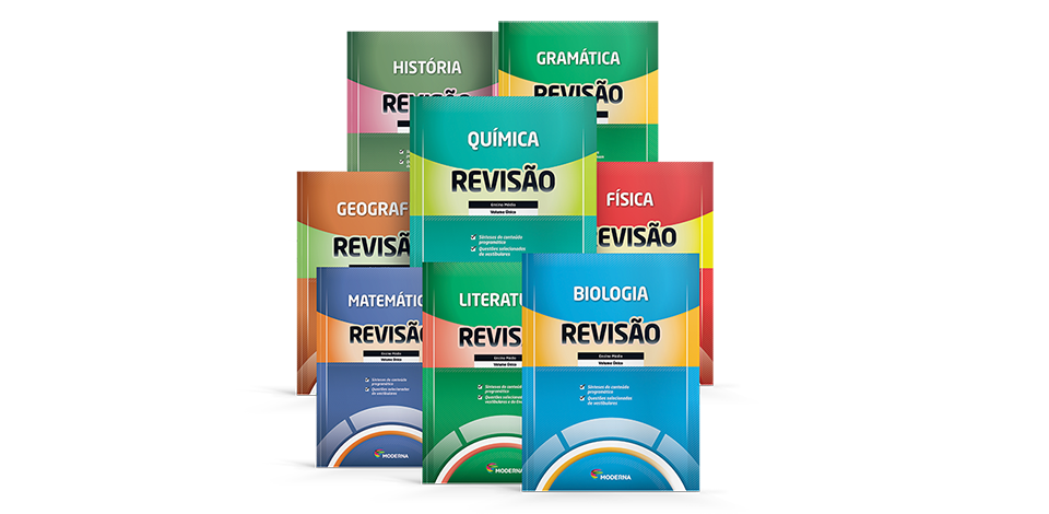 Conjunto de cadernos de revisão comecializados pela Editora Moderna