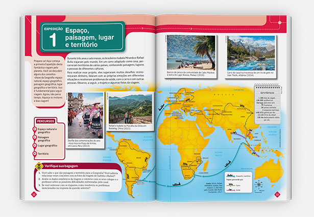 Livro de Expedições Geográficas aberto